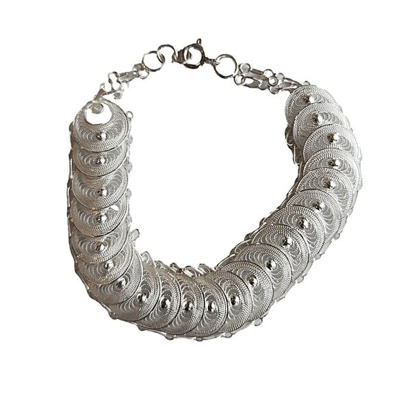 Sterling Silver Filigree Bracelet - 7" / 8.8gms - Picture 2 of 3